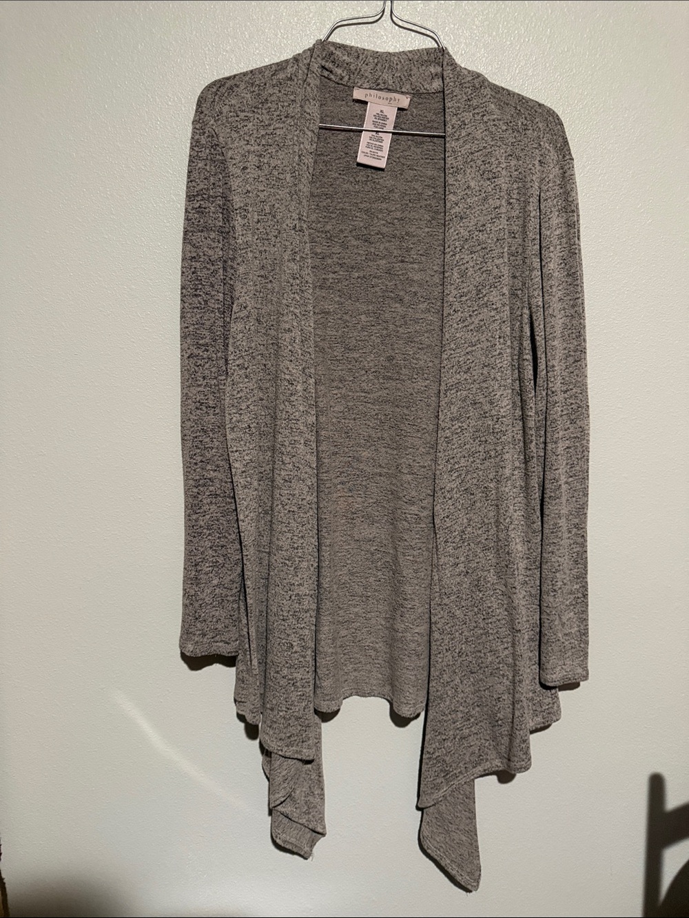 Philosophy Heather Gray Open-Front Draped Cardigan